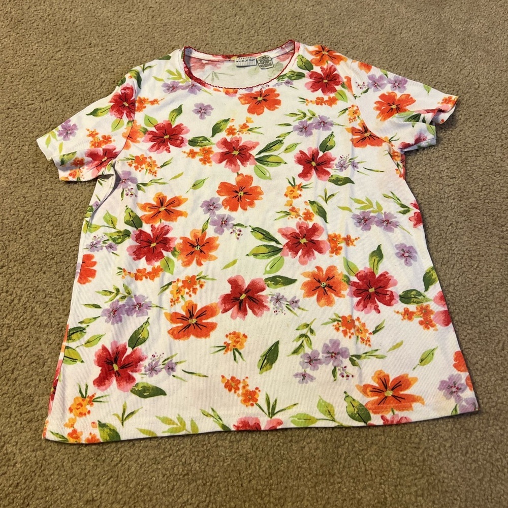 White Stag Floral Short Sleeve Tee - Red, Orange, Purple